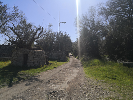 Il sentiero davanti alla chiesetta di San Vito a Calimera